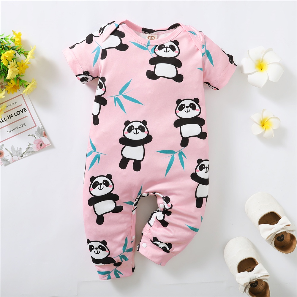 Áo liền quần MIKRDOO tay ngắn in hoạt hình động vật dễ thương cho bé sơ sinh