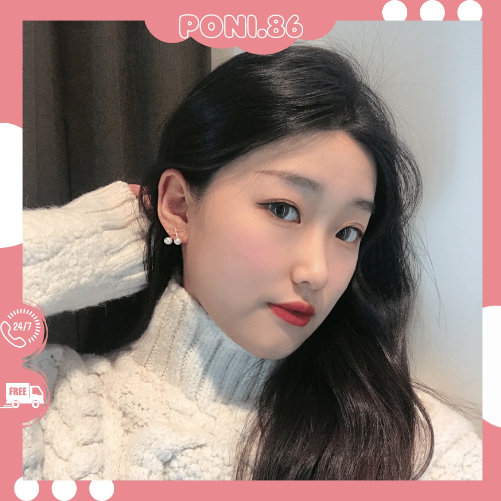 Hoa tai bông tai hình nơ đính ngọc dễ thương phong cách tiểu thư dễ phối đồ