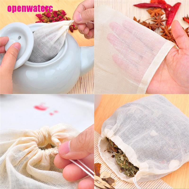 10 Túi dây rút cotton mỏng cỡ lớn 8x10cm đựng thảo dược tái sử dụng tiện ích