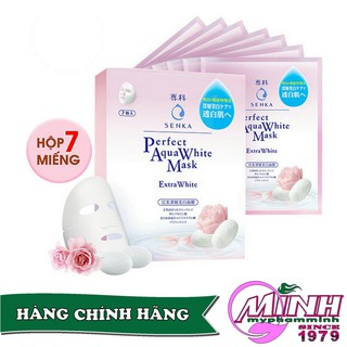Hộp Mặt Nạ Dưỡng Trắng Da Senka Perfect Aqua White Mask Extra White 7 cái