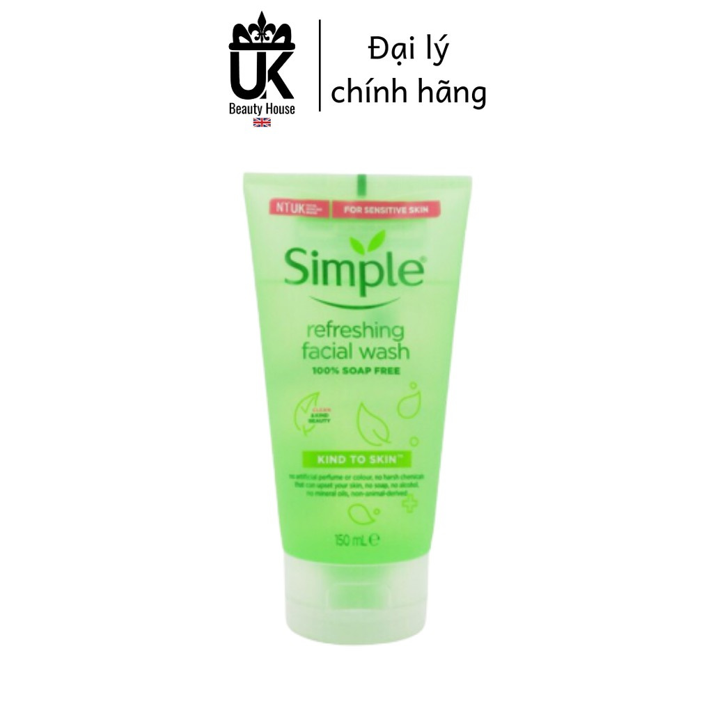 Sữa Rửa Mặt💕💕𝗖𝗛𝗜́𝗡𝗛 𝗛𝗔̃𝗡𝗚💕💕 Simple Gel Kind To Skin Refreshing Facial Wash Gel 150ml | BigBuy360 - bigbuy360.vn