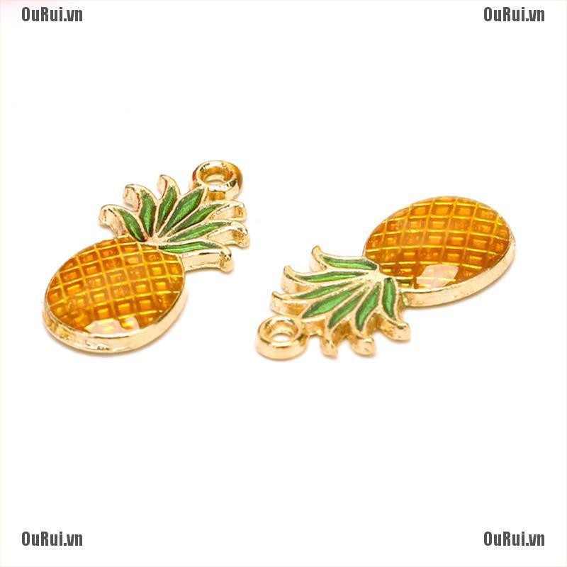 Set 10 Mặt Dây Chuyền Hợp Kim Tráng Men Hình Quả Dứa Dễ Thương