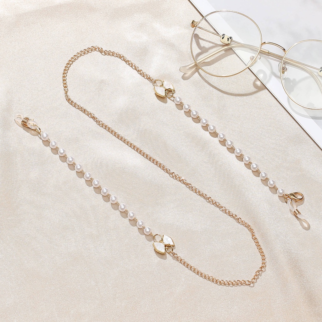 Dây Đeo Mắt Kính Chống Mất Hình Bướm Đính Ngọc Trai