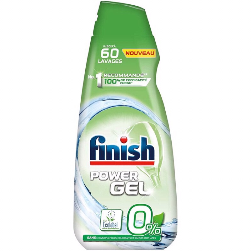 Gel rửa bát hữu cơ, Gel cho máy rửa bát Finish Eco 0% 900ml