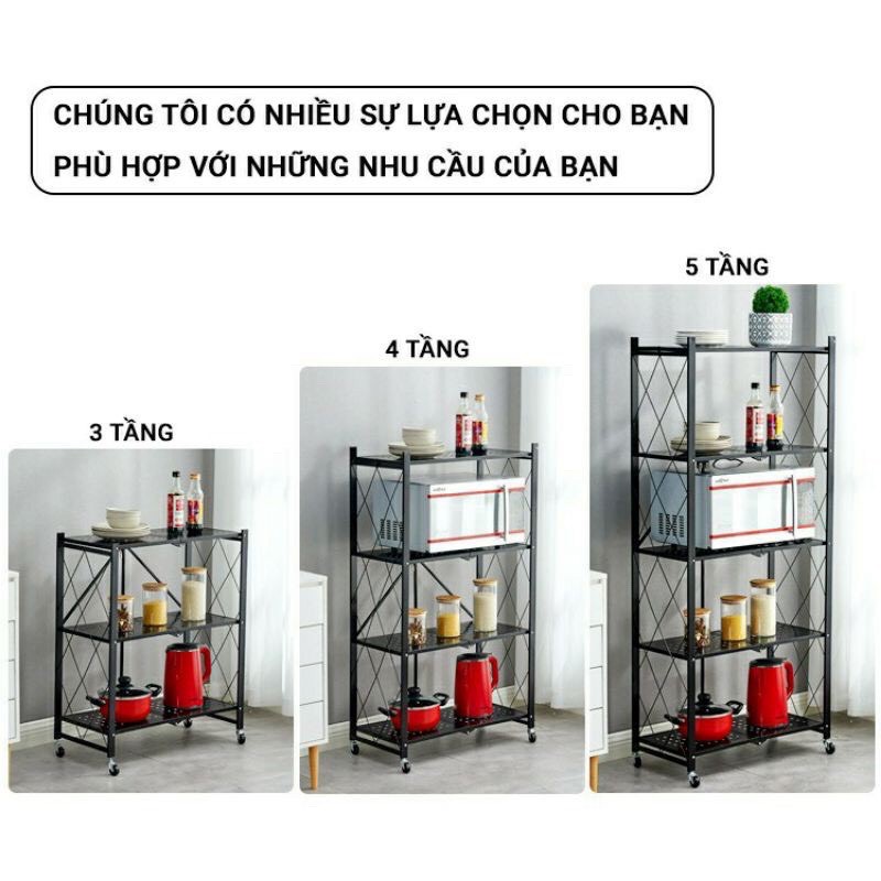 KỆ SẮT 5 TẦNG GẤP GỌN BẰNG THÉP CHỐNG GỈ CÓ BÁNH XE TIỆN DỤNG