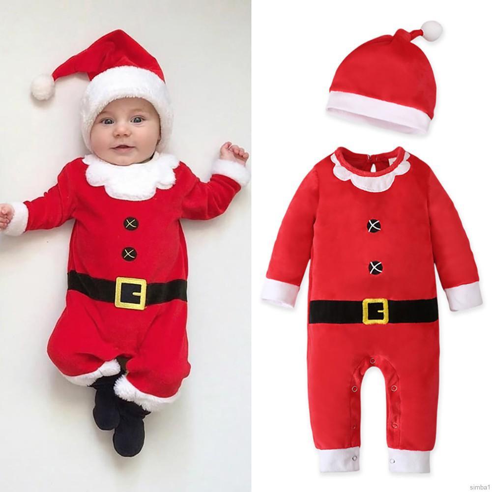 Bộ đồ liền thân hóa trang ông già Noel kèm nón dành cho bé 0-18 tháng tuổi