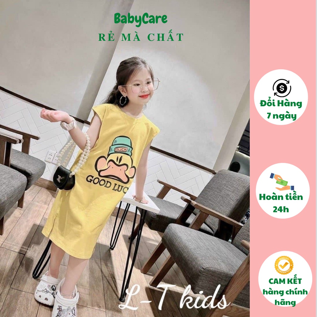 [Big size 20-40kg]Váy chữ A, dáng xuông xẻ gấu, hình in hoạt hình dễ thương cho bé gái 1- 10 tuổi (8-40kg)
