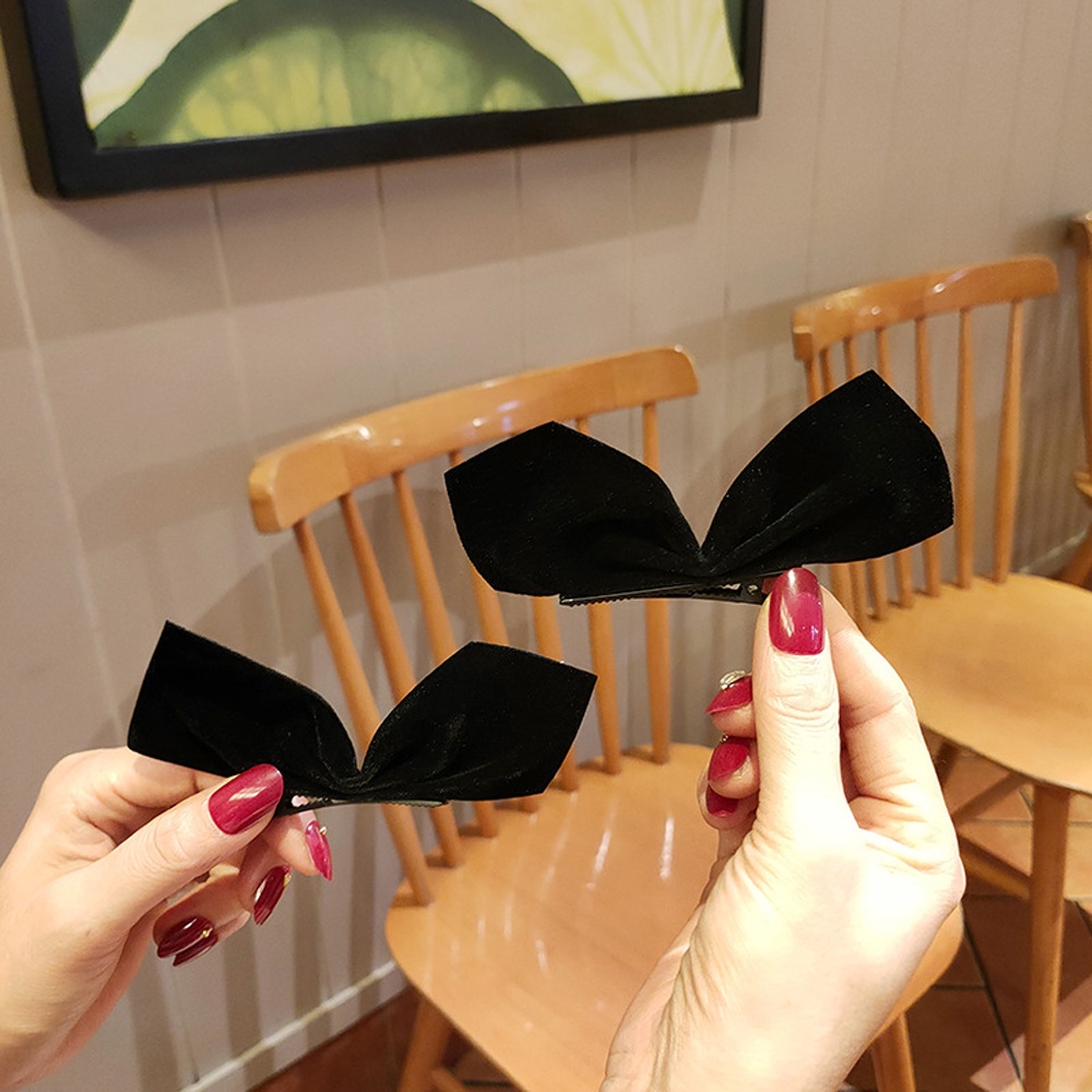 Kẹp tóc nơ bằng nhung nhiều màu đáng yêu thời trang cho nữ
