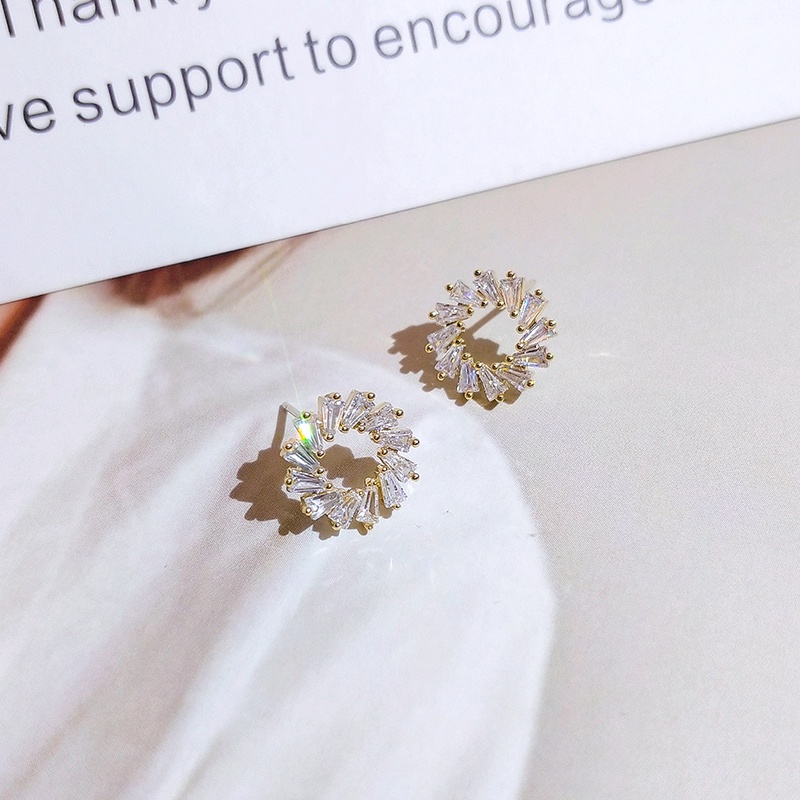 Khuyên tai JIUDUOLAN chốt xỏ bạc đính đá zircon nhân tạo phong cách Hàn Quốc dễ phối đồ thời trang mori dành cho nữ