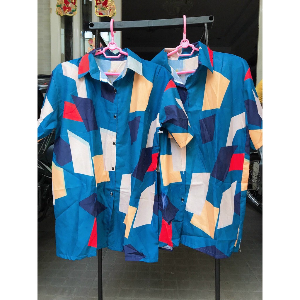 Áo sơmi Nam Nữ form rộng hoạ tiết hình học phù hợp mặc đồng phục nhóm, lớp đi chơi biển và dã ngoại kèm hình thật | BigBuy360 - bigbuy360.vn