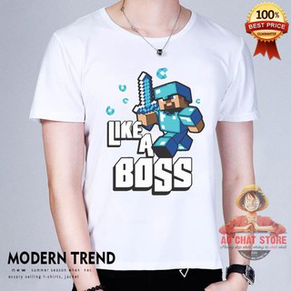 SALE- (Ảnh Thật Hot) Áo Thun Minecraft Like a Boss Siêu Đẹp - Áo Minecraft Tshirt MC13 - HUY TRẦN STORE