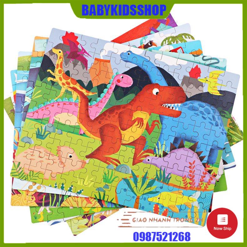 Tranh ghép gỗ 120 mảnh/miếng hộp sắt, gỗ puzzle dành cho bé từ 4-8 tuổi