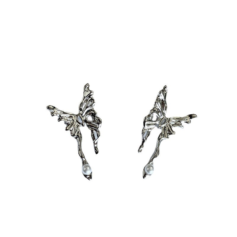 Bông Tai Dạng Lỏng Hình Bướm Đính Ngọc Trai Phong Cách Harajuku 19A1738