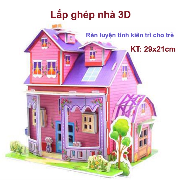 Lắp ghép mô hình ngôi nhà 3D dành cho Bé tự lắp ráp sáng tạo - xếp hình lắp ghép