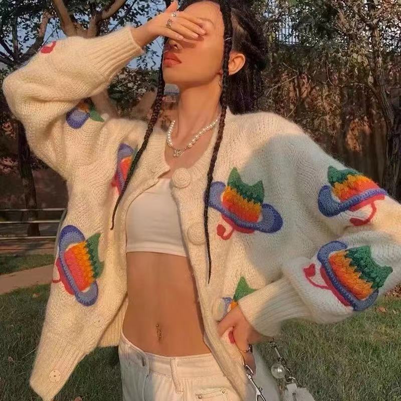 Áo Khoác Cardigan Dệt Kim Phong Cách Vintage Cho Nữ  tao bao