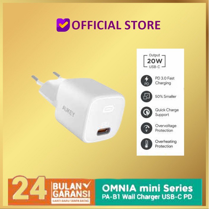 Bộ Sạc Aukey Pa-b1 Omni Mini Series Usb-c Pd 3.0 Pab1