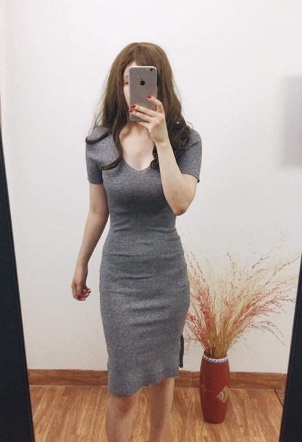 Đầm Body Thun Gân Xẻ Tà Hàng Dư Đẹp | BigBuy360 - bigbuy360.vn