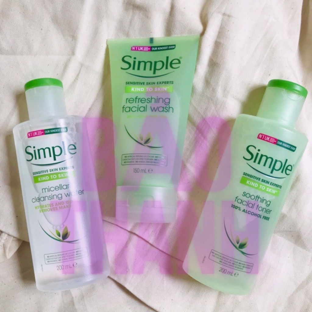 Combo Simple Tẩy trang 200ml + Sữa rửa mặt 150ml + Toner 200ml cho da sạch khỏe đẹp_bao_thanh.cosmetic | BigBuy360 - bigbuy360.vn