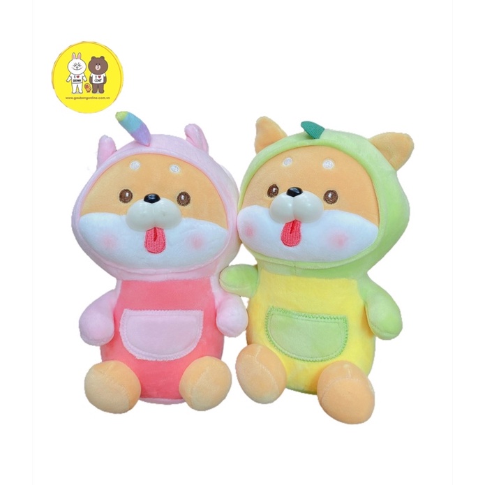 Gấu bông chó shiba cosplay lè lưỡi cao cấp 22cm - Xưởng gấu bông Việt Nam