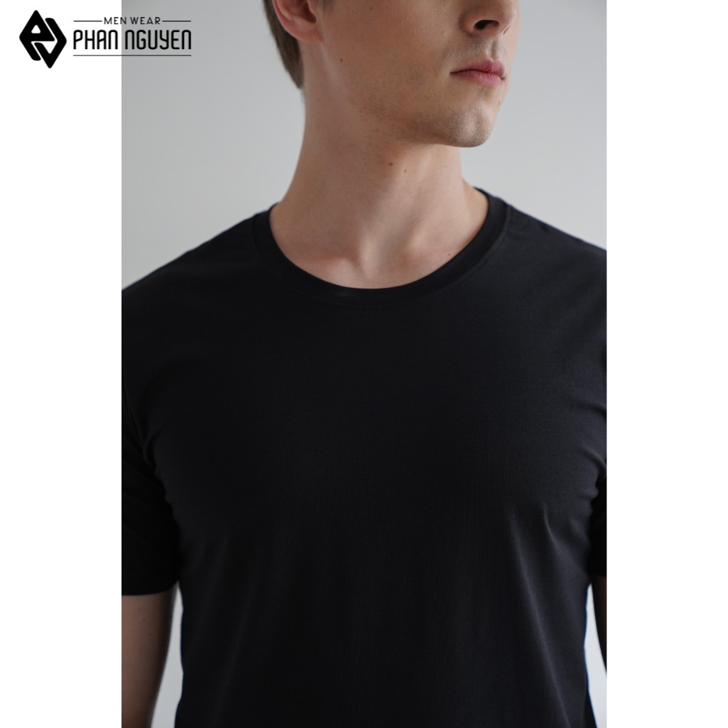 Áo thun nam cotton màu đen cổ tròn Phan Nguyễn, thoáng mát, nhanh khô, phom thoải mái, năng động, hiện đại APC.147