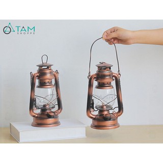 [LOẠI 1 - SƠN TĨNH ĐIỆN] Đèn bão giả cổ đốt dầu màu đồng số 03