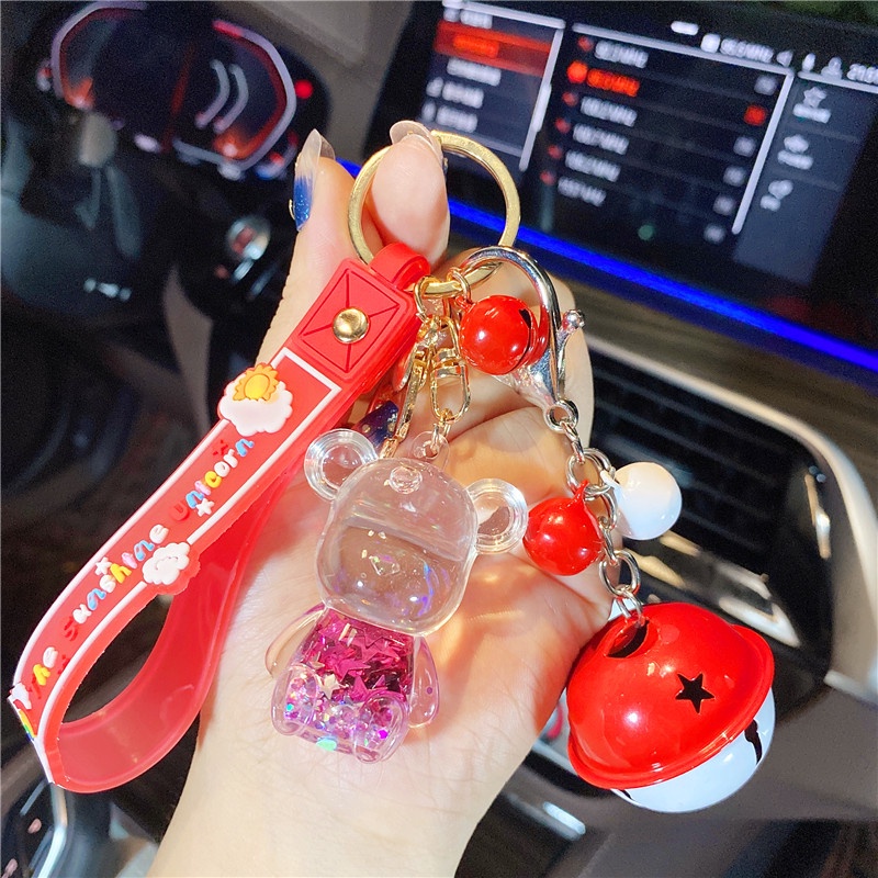 Móc Khóa Hình Bình Dầu Gấu Sáng Tạo Dễ Thương