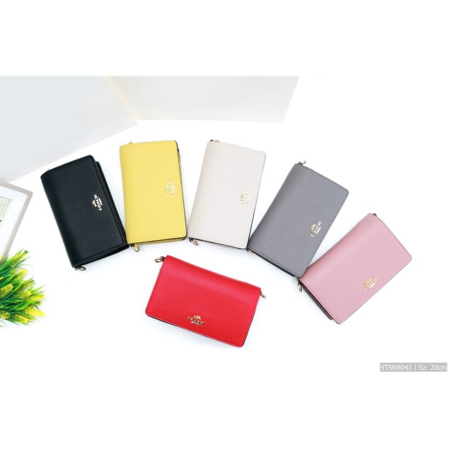 XẢ KHO SALE RẺ VÔ ĐỊCH Túi đeo chéo cầm tay clutch C nắp gập màu trơn logo mạ vàng da sần phom hộp hàng cao cấp