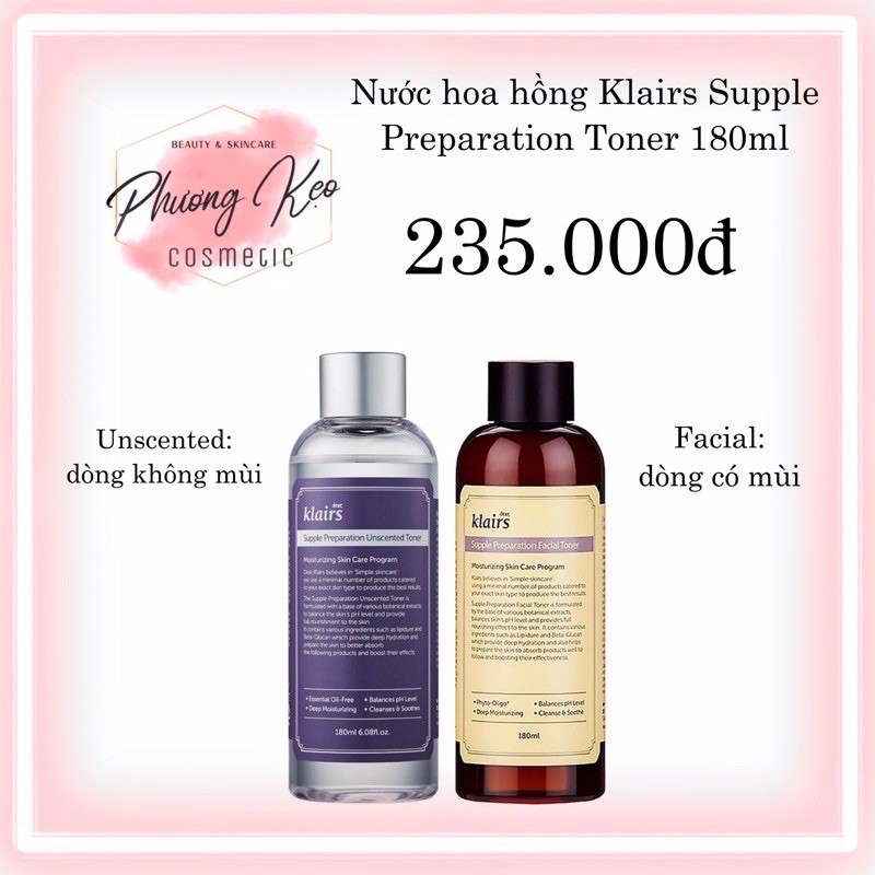 Nước hoa hồng Klairs Supple Preparation Facial/ Unscented Toner 180ml | BigBuy360 - bigbuy360.vn