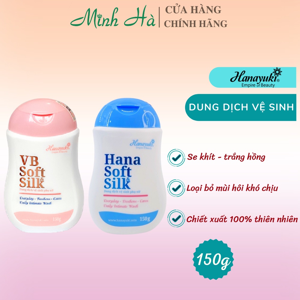 Dung dịch vệ sinh phụ nữ Soft Silk Hanayuki 150g làm sạch nhẹ nhàng, không gây kích ứng, khô rát