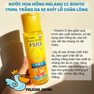 NƯỚC HOA HỒNG MELANO CC ROHTO 170ML TRẮNG DA SE KHÍT LỖ CHÂN LÔNG