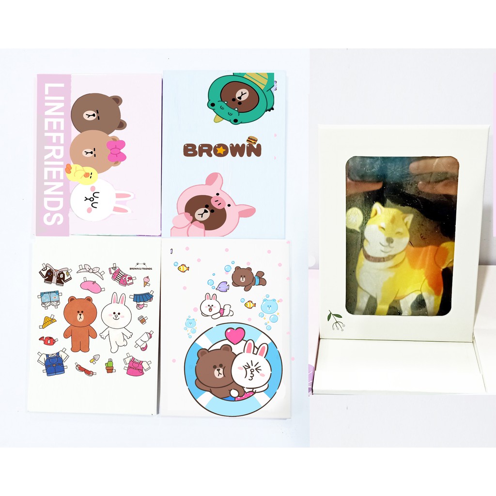Gương gập mini gấu brown thỏ cony vịt sally GGN12 gương dễ thương size nhỏ gương giấy hoạt hình cute dễ thương