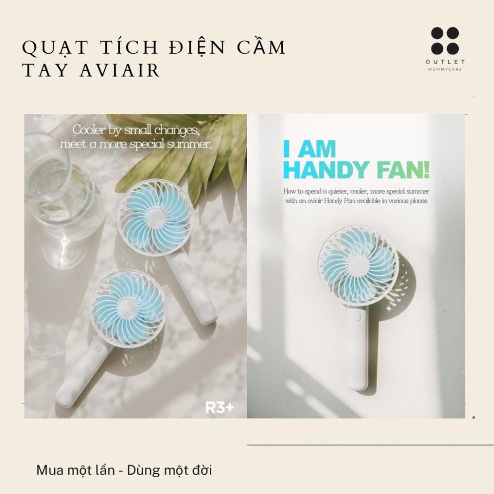 Quạt tích điện cầm tay/ Quạt cầm tay AVIAIR R3+ 3 mức gió kèm đế