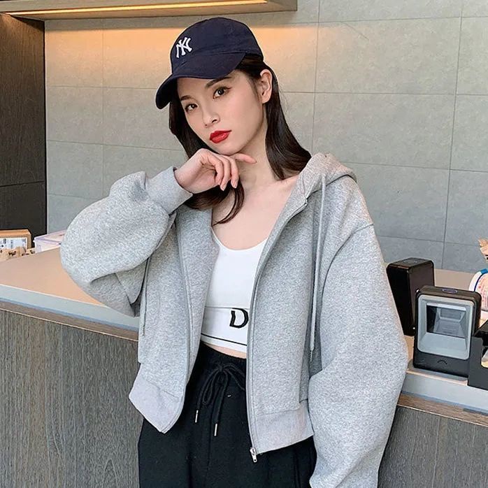 Áo hoodie tay dài màu sắc thời trang thu đông cho nữ 2021