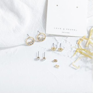 Set 3 đôi bông tai đính đá lấp lánh
