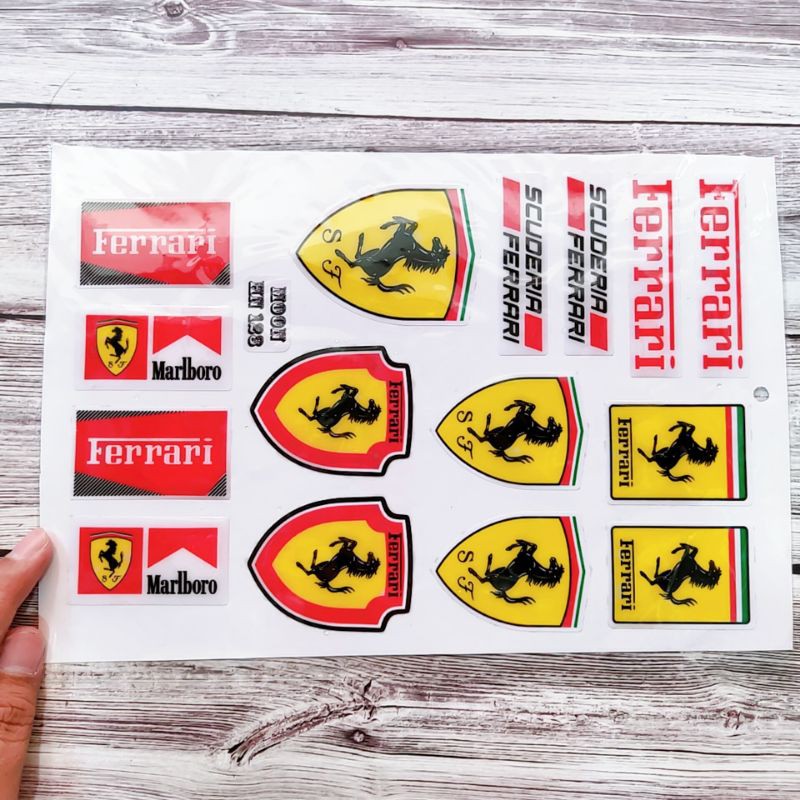 Bộ tem logo , nhãn dán ngựa FERRARI logo nổi