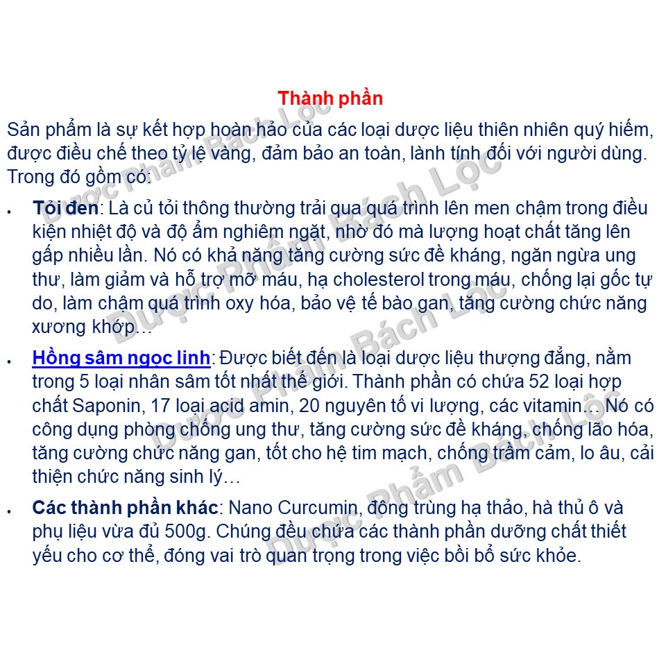 Cao Tỏi Đen Hồng Sâm Ngọc Linh Nano Curcumin Giúp Tăng Cường Sức Đề Kháng, Ngăn Ngừa Ung Thư, Tăng Cường Chức Năng gan