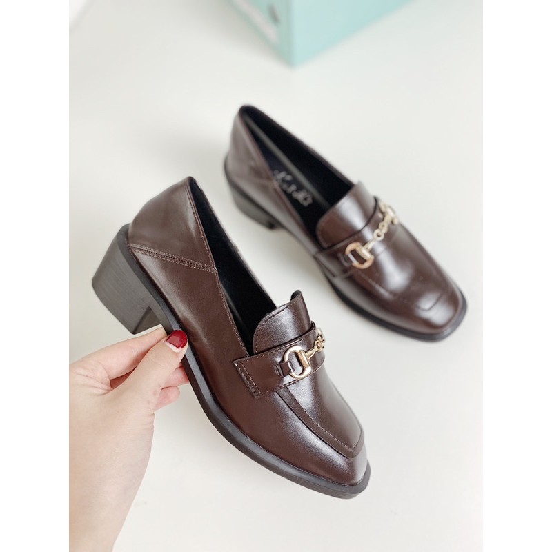 HÀNG MỚI CÓ SẴN ẢNH THẬT + VIDEO Giày Nữ Moccasin Loafer Moca Basic Đen Nâu Da Mềm Fullbox Xuất Đế Thô 5cm 3cm Gót Thấp | BigBuy360 - bigbuy360.vn