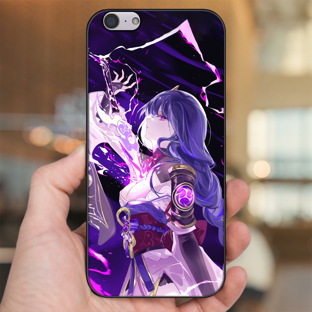 Ốp lưng Oppo A39, F3 Lite viền đen in hình Raiden Shogun Genshin Impact