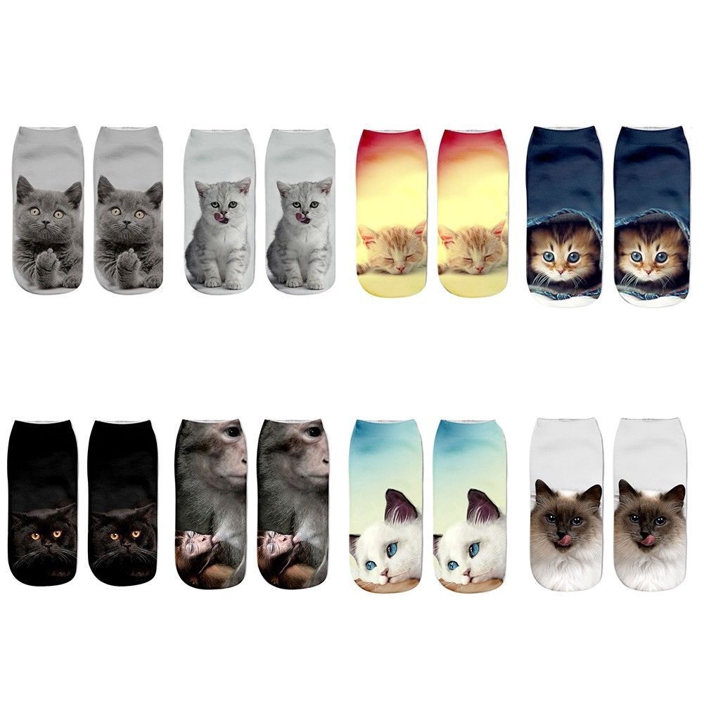 Tất Chân In Hình Mèo 3D Dễ Thương Cho Bé Gái