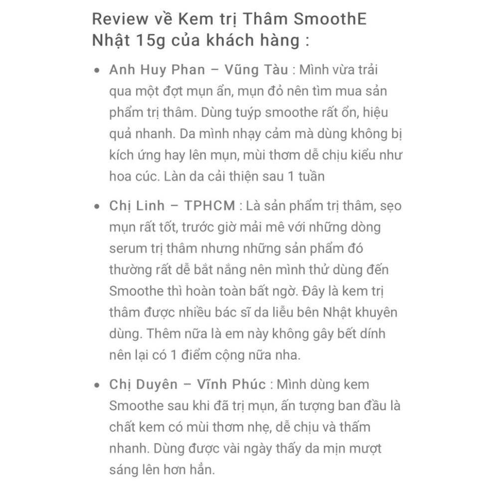 Kem THÂM SẸO SmoothE Natural Source Nhật Bản tuýp 15g chính hãng - hiệu quả sau 2 tuần sử dụng