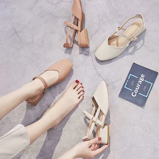 Giày cao gót mũi tròn tiểu thư bigsize 35-42