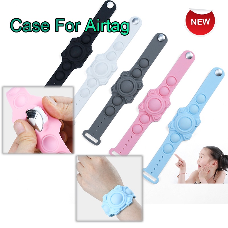 Vòng đeo tay silicon bảo vệ thích hợp cho Airtag tích hợp đồ chơi nhấn bong bóng giảm căng thẳng cho trẻ em