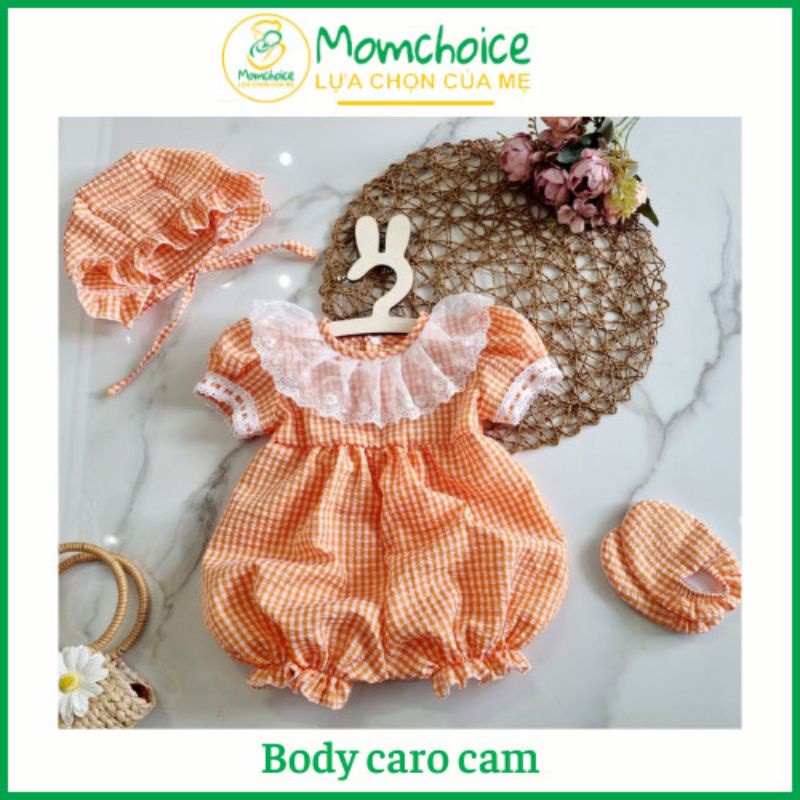 Bodysuit caro đẹp bé gái ❤️ FREESHIP ❤️ BODY đùi cho trẻ em gái chất thô xốp cotton (kèm turban,giày vải) size ss - 13kg