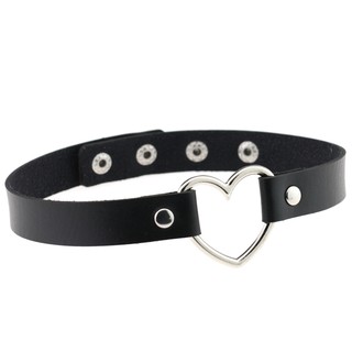 Vòng cổ choker da Pu khoen tim