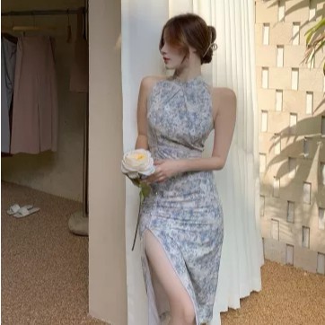 Đầm sườn xám ôm dáng họa tiết hoa xinh xắn dành cho nữ