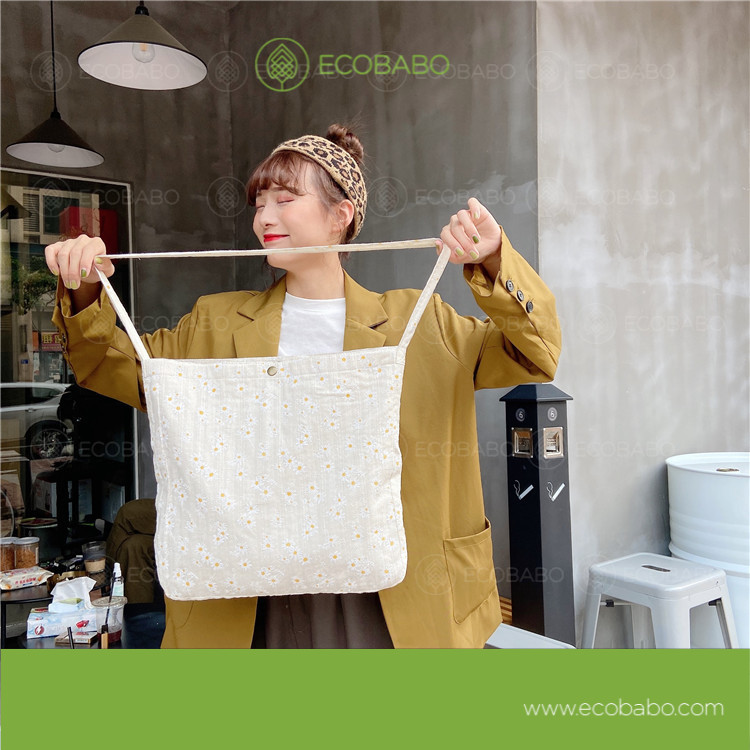 Túi hoa cúc đeo chéo vải bố phong cách trẻ trung - Ecobabo