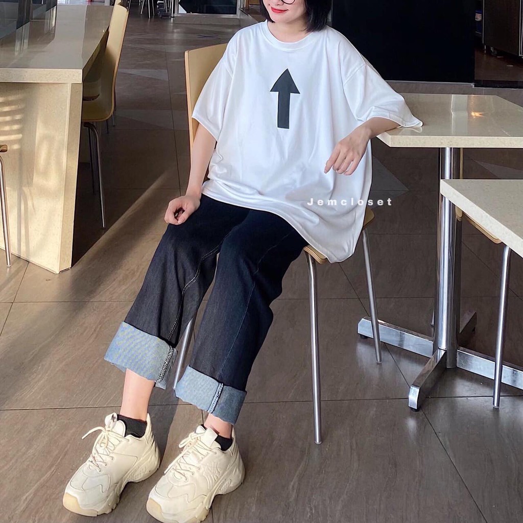 Quần Jeans Dáng Dài Nữ JEMCLOSET Quần Bò Màu Đen ZEENI Nút Cài Eo Form Rộng Thoải Mái Phong Cách Hàn Quốc Cá Tính- 2658