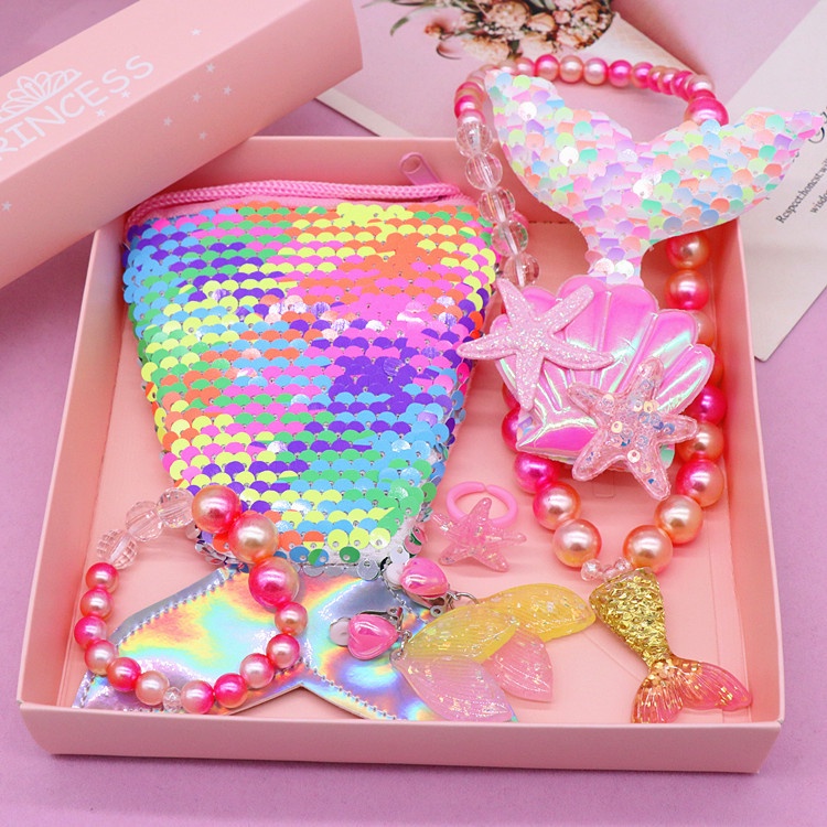 Bộ Trang Sức Hình Nàng Tiên Cá Hoạt Hình Xinh Xắn Cho Bé Gái