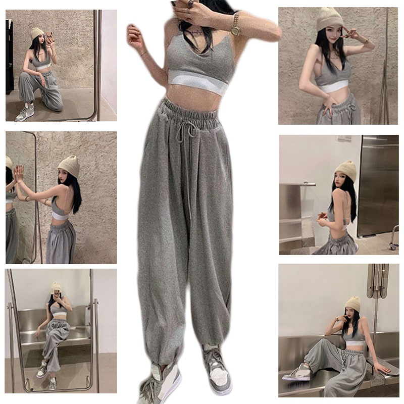 Quần Jogger Lưng Cao Dáng Rộng Màu Sắc Đơn Giản Phong Cách Hip Hop Thời Trang Cho Nữ