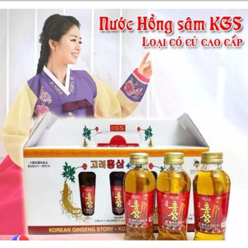 Bộ 3 Chai nước hồng sâm có củ KGS Hàn Quốc,PP Nhân Sâm Ánh Dương.